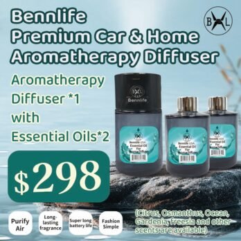 Bennlife USA Premium Car & Home Aromatherapy Diffuser (with 2 Refill Liquids)